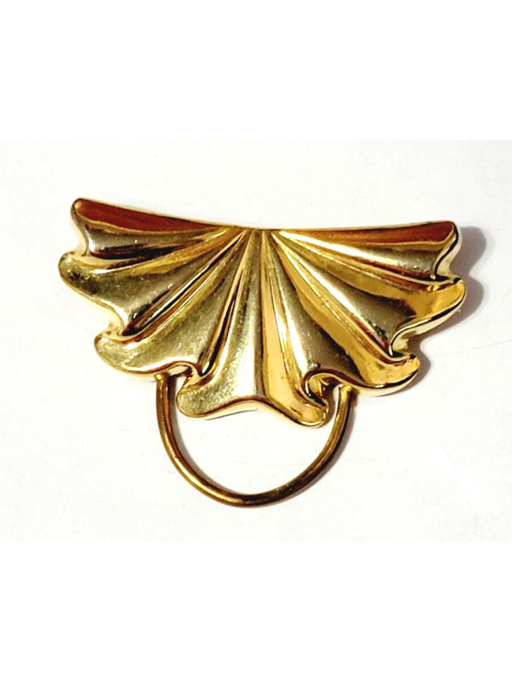 Scalloped Fan Scarf Clip God-tone Vintage Woman's Accessory acc-